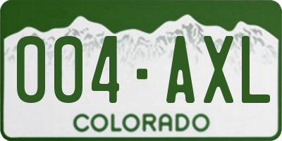 CO license plate 004AXL