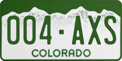 CO license plate 004AXS