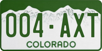CO license plate 004AXT
