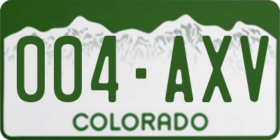 CO license plate 004AXV