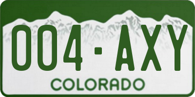 CO license plate 004AXY