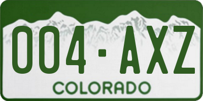 CO license plate 004AXZ