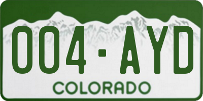 CO license plate 004AYD