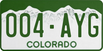 CO license plate 004AYG