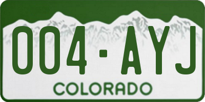 CO license plate 004AYJ