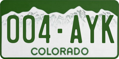 CO license plate 004AYK