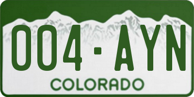 CO license plate 004AYN