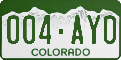 CO license plate 004AYO
