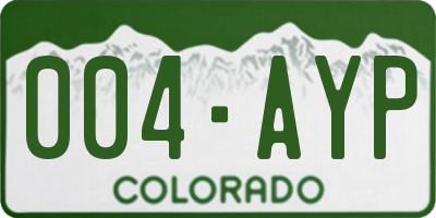 CO license plate 004AYP