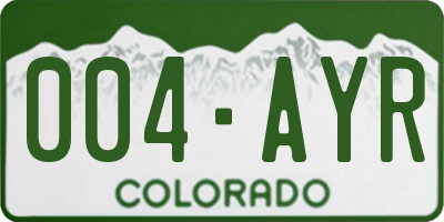 CO license plate 004AYR