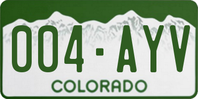 CO license plate 004AYV