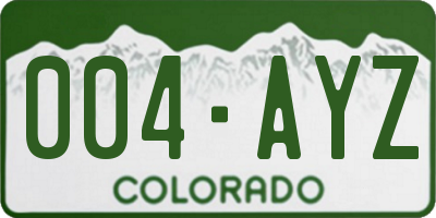 CO license plate 004AYZ