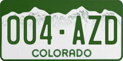 CO license plate 004AZD