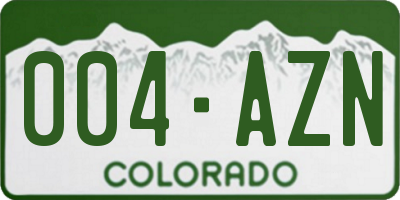 CO license plate 004AZN