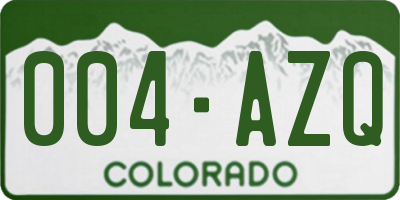 CO license plate 004AZQ