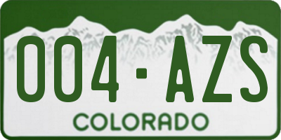 CO license plate 004AZS
