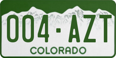 CO license plate 004AZT