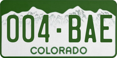CO license plate 004BAE