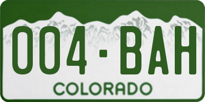 CO license plate 004BAH