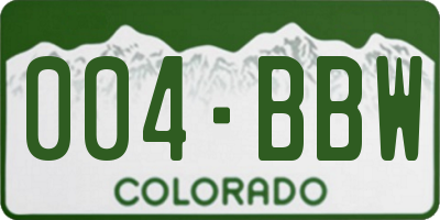CO license plate 004BBW