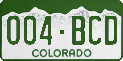 CO license plate 004BCD