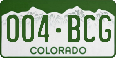 CO license plate 004BCG