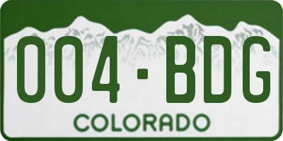CO license plate 004BDG