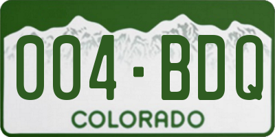 CO license plate 004BDQ