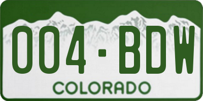 CO license plate 004BDW