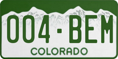 CO license plate 004BEM
