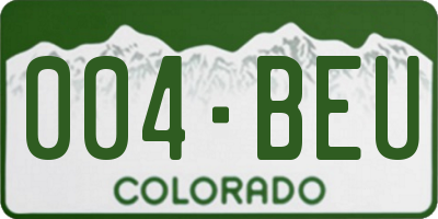 CO license plate 004BEU