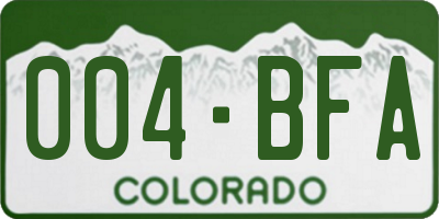 CO license plate 004BFA