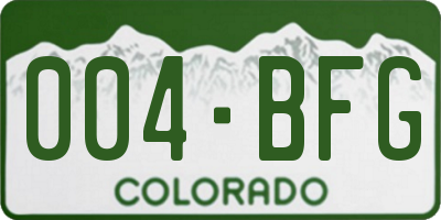 CO license plate 004BFG