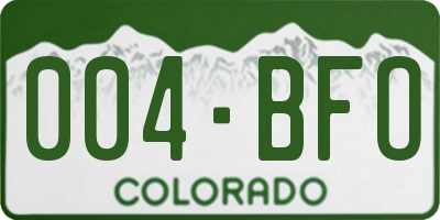 CO license plate 004BFO