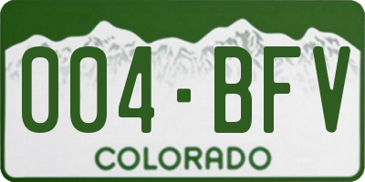 CO license plate 004BFV