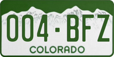 CO license plate 004BFZ