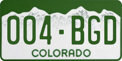 CO license plate 004BGD