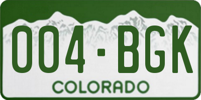 CO license plate 004BGK