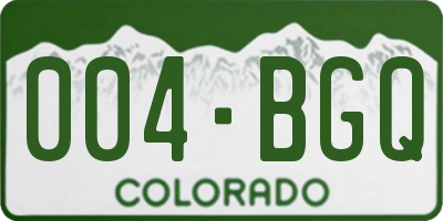 CO license plate 004BGQ