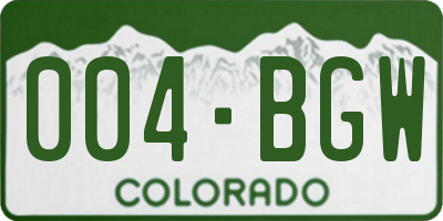 CO license plate 004BGW