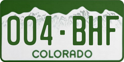 CO license plate 004BHF