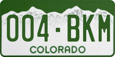 CO license plate 004BKM