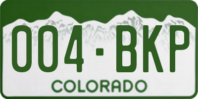 CO license plate 004BKP