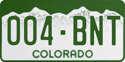 CO license plate 004BNT