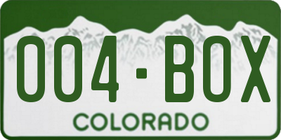 CO license plate 004BOX