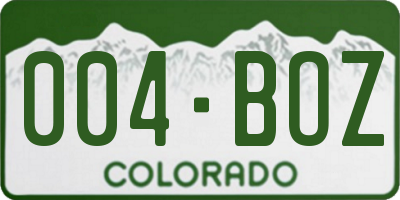 CO license plate 004BOZ
