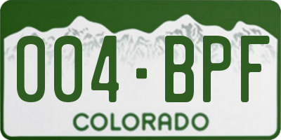 CO license plate 004BPF