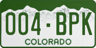 CO license plate 004BPK