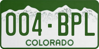 CO license plate 004BPL