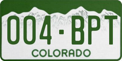 CO license plate 004BPT